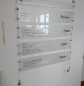 Tablice informacyjne panelowe na stalowych linkach